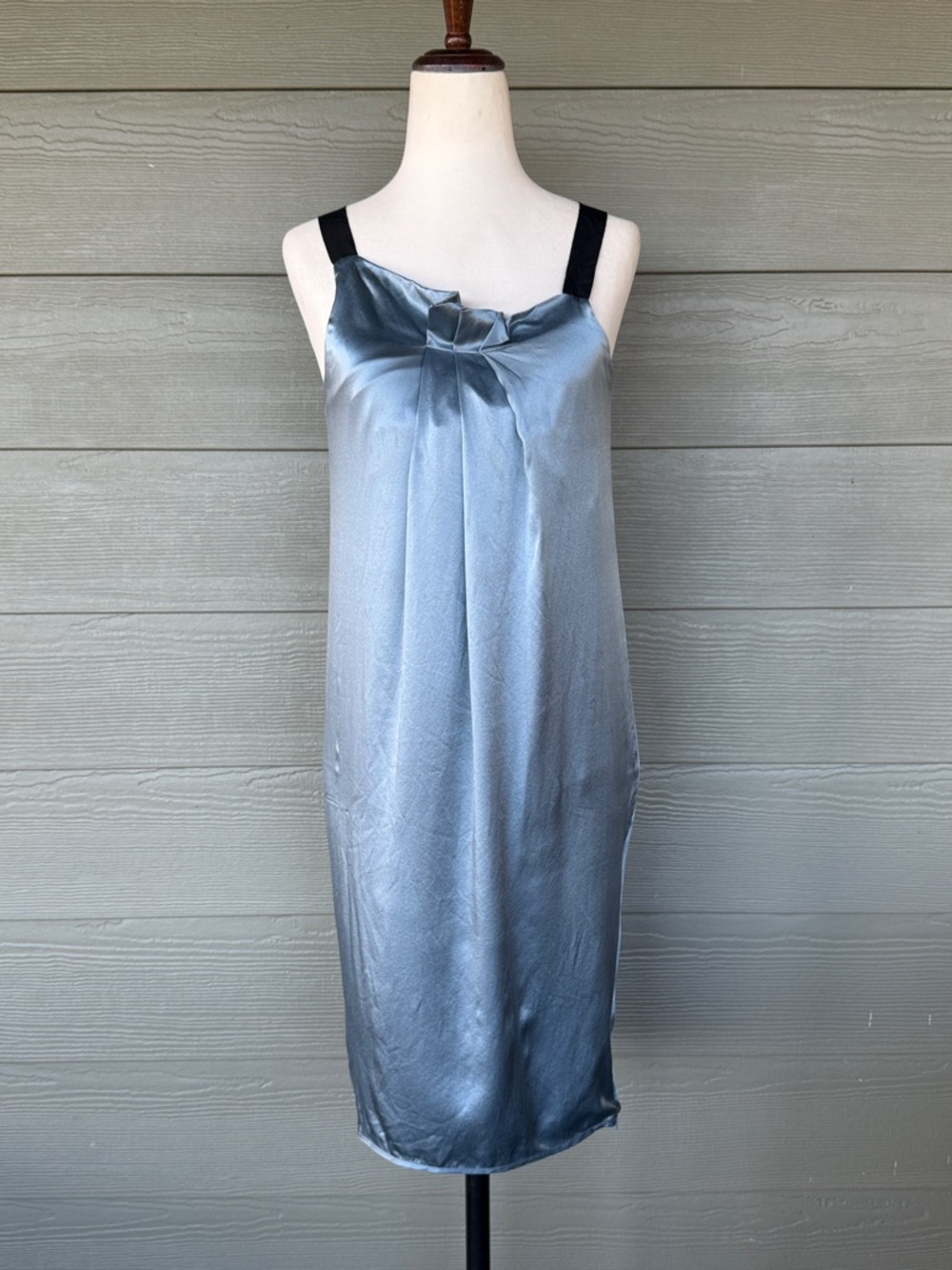 Poleci Silk Dress with Assymetrical Neck